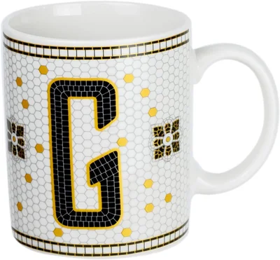 كويزين أرت كوب شاي وقهوة سيراميك بورسلين مطبوع بحرف  من كوزين آرت  مل